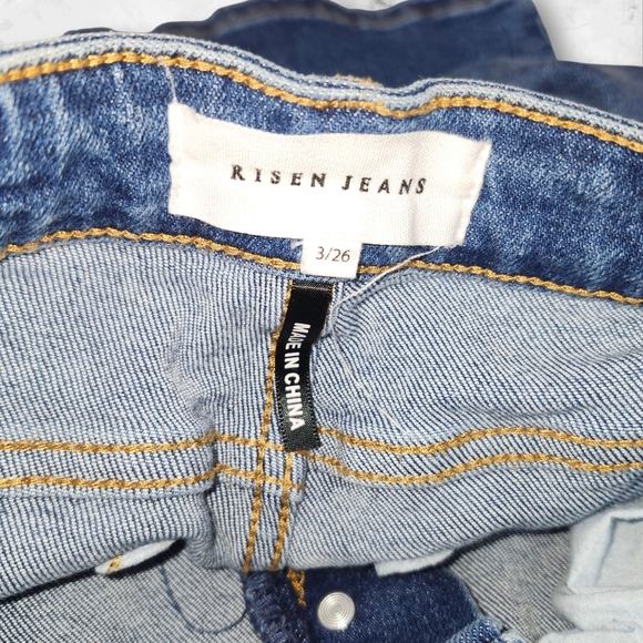 Wide Leg Flare Jeans in Blue - Picture 3 of 8